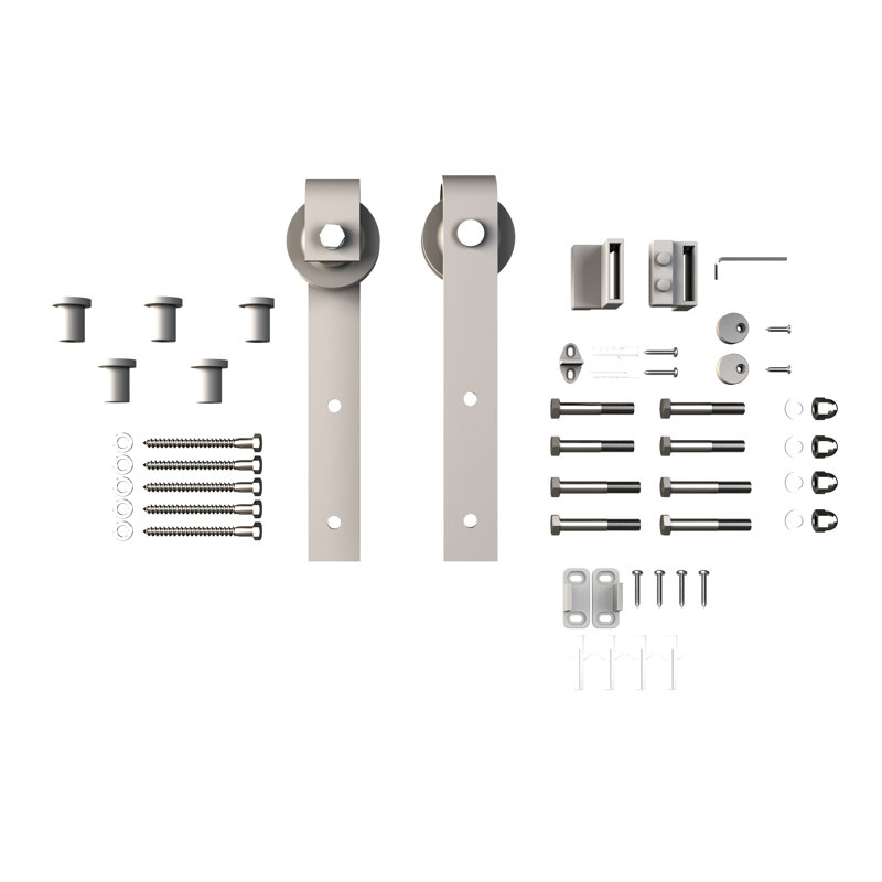 Brushed White Single Door Barn Door Hardware Kit