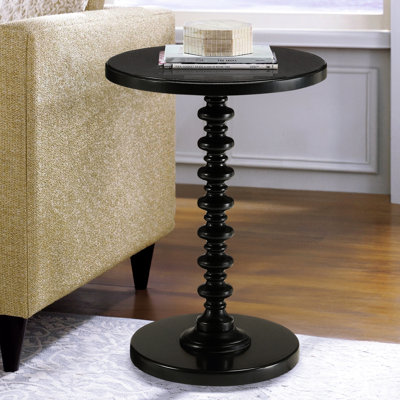 Table d'appoint noire pour le garage - Bois rond robuste pour maximiser l'espace dans les petites salles à manger