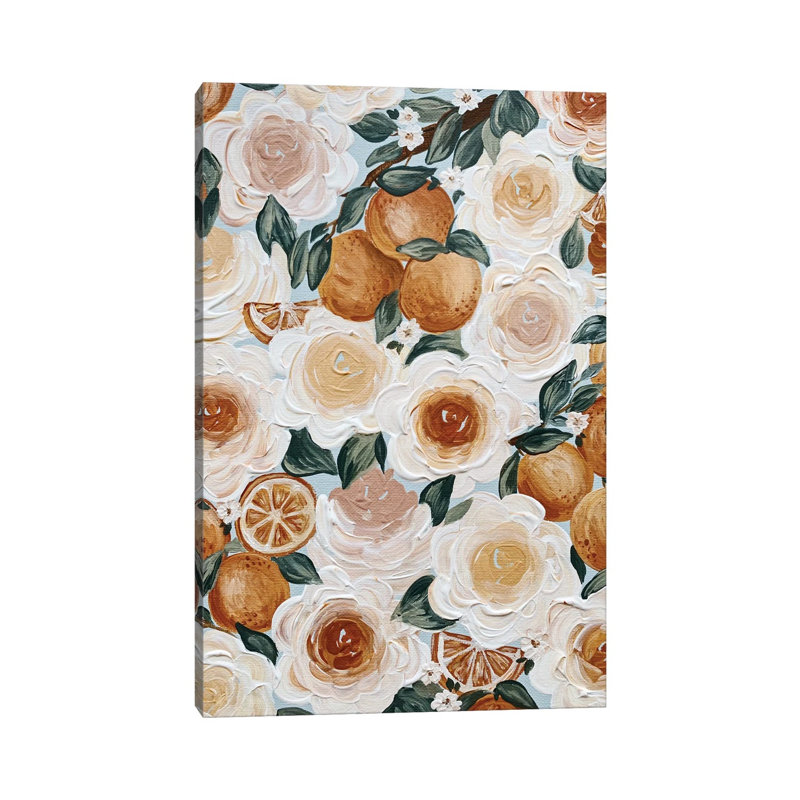 Floral Oranges by Katie Bryant - Wrapped Canvas Gallery-Wrapped Canvas Giclée, 66.04 cm H x 45.72 cm W x 3.175 cm D