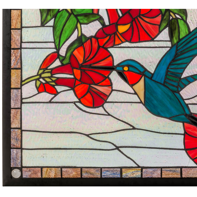 Floral Hummingbird Stained Glass Window