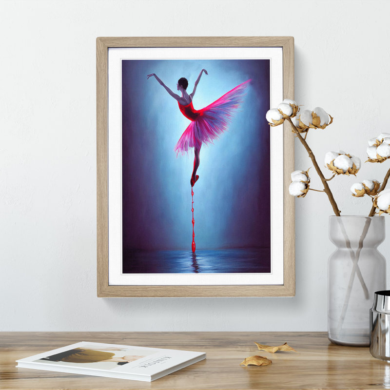 XV1022-3292X Ballerina - Single Picture Frame Painting, 64cm H x 46cm W x 2cm D, Oak 