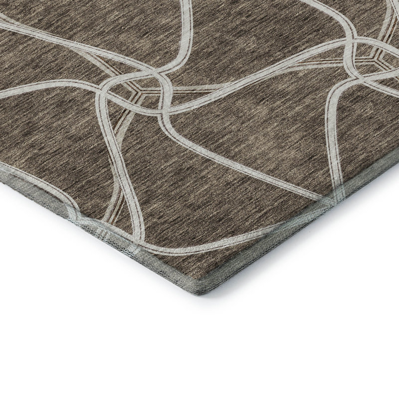 Premium Machine Washable Prisco Brown Rug, Rectangle 5' x 7'6"