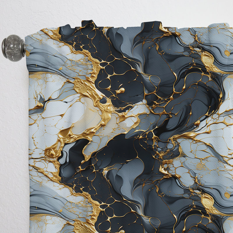 Gilded Gold And Black Luxe Marble Splendor - Abstract Marble Velvet Curtain - 1 Panel, 52" W x 63" L
