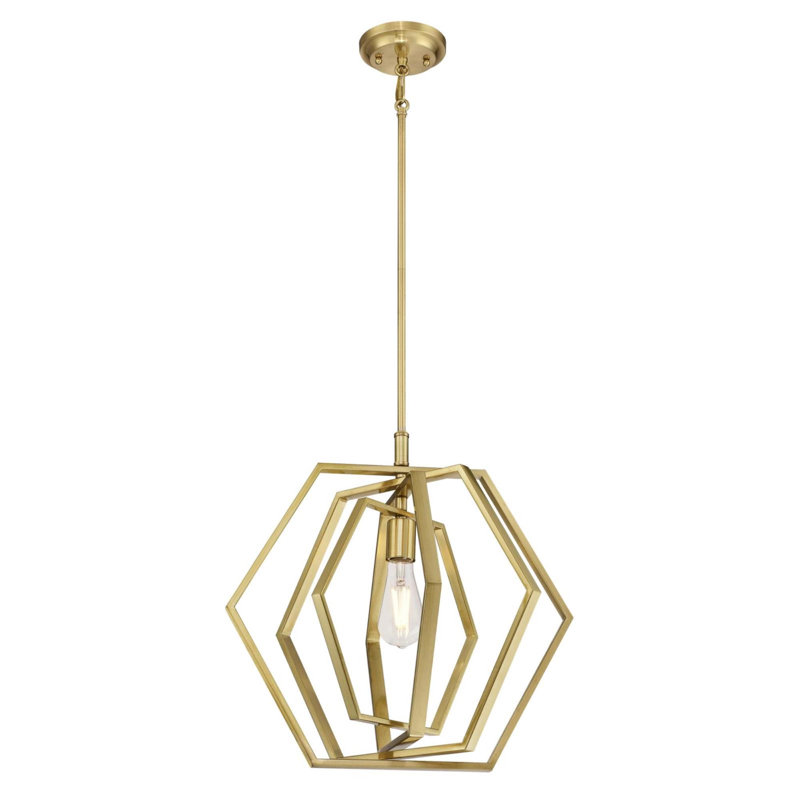 Luminaire suspendu géométrique simple à 1 lumière, Laiton champagne