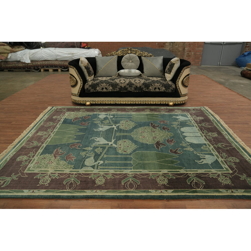 Tapis de style oriental charmant avec motif animal et arbre 8 x 10