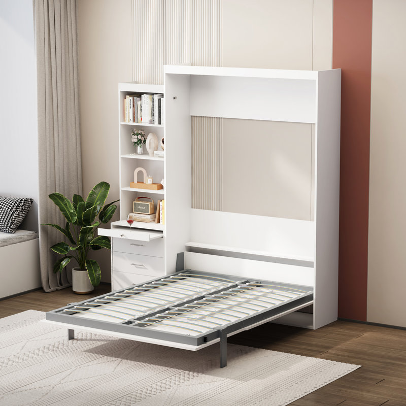 Lit peu encombrant avec tablette - pour chambre à coucher moderne et étagère à tiroirs