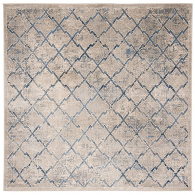 Cambrai Geometric Light Gray/Dark Blue Area Rug