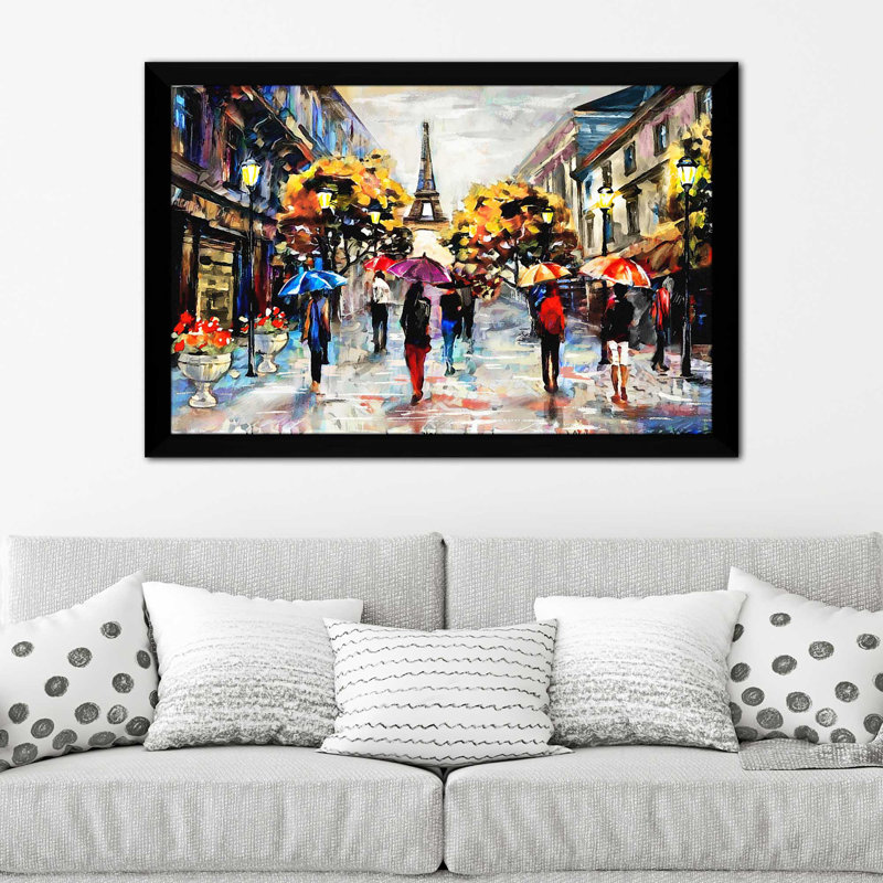 «Paris Streets», reproduction encadrée, H 33,5 po x l 49,5 po x P 1 po, Cadre noir