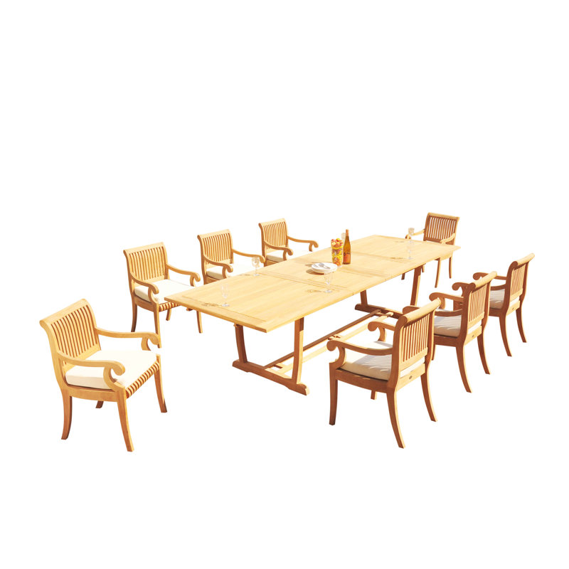 Ensemble repas 9 pièces teck Maskell, L 118 po x l 40 po x H 30,5 po, Naturel
