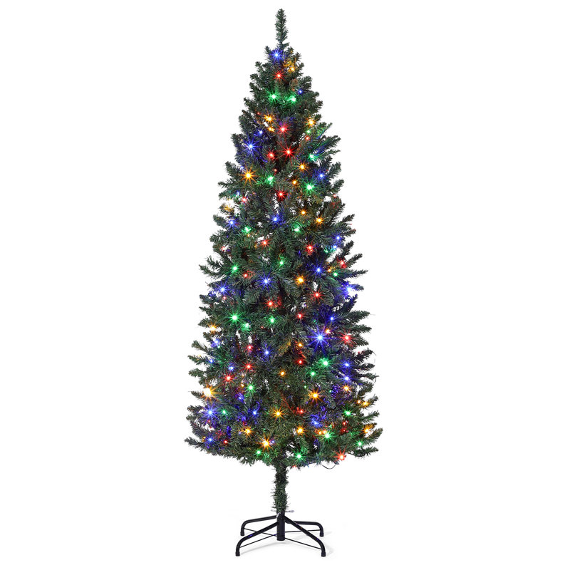 Arbre de Noël artificiel mince 6 pi avec 250 lumières colorées