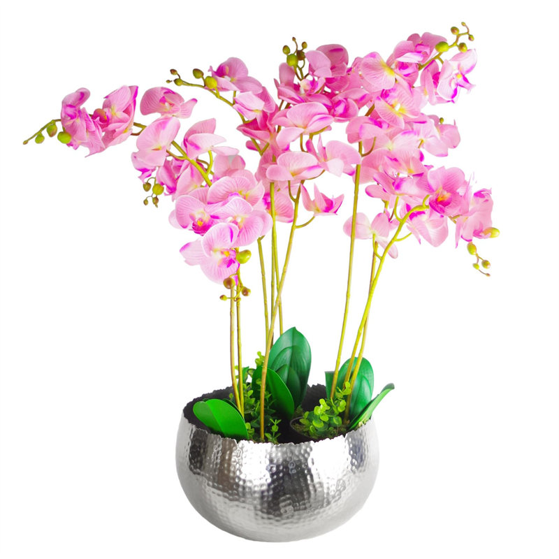 Steen Handmade Metal Cachepot, Silver, 20 cm H x 30 cm W x 30 cm D