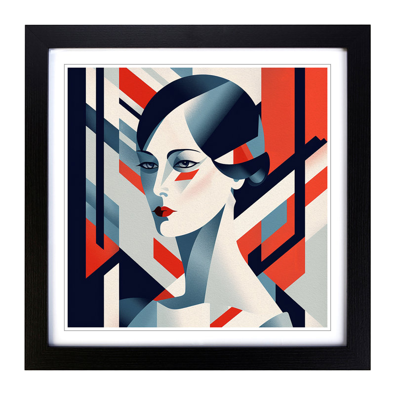 Art Deco Woman Bauhaus - Framed Print, Black