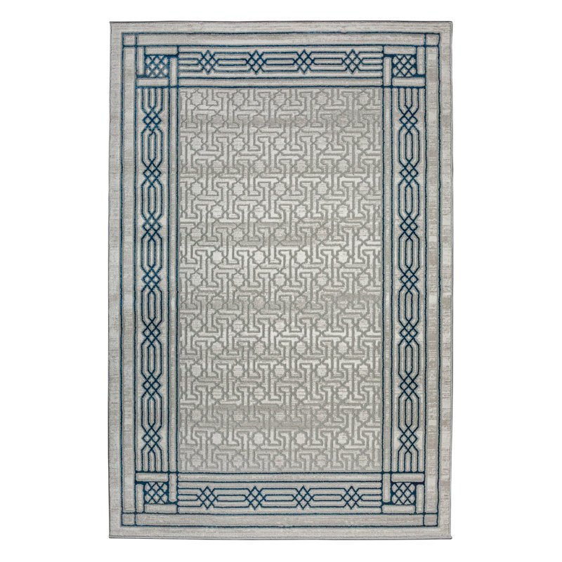 Davide 1231 Transitional Bordered Area Rug, Rectangle 3'3" x 4'11", Blue