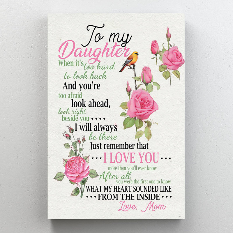 «Roses To My Daughter», reproduction d'art graphique sur toile tendue, H 20 po x l 16 po x P 1,25 po