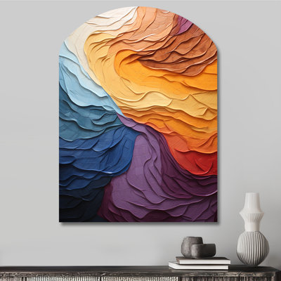 Choukri Yellow Orange Lyrical Abstraction Lyrical Sunset II - Lyrical Abstraction Arch Shape Irregular Metal Wall Decor