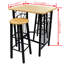  Table de bar et tabouret compact en bois et acier noir et beige