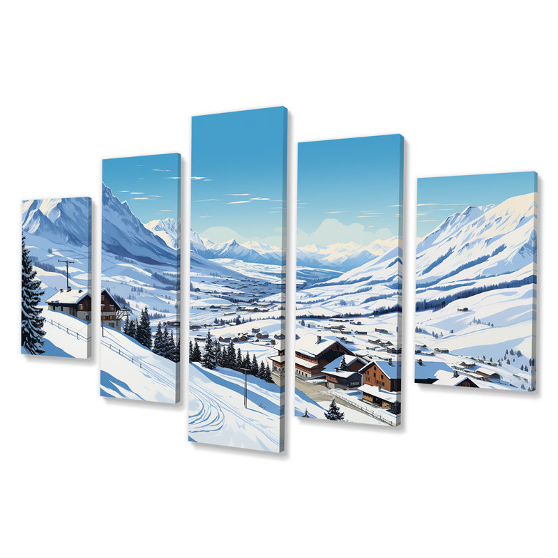 «Alpine Mountains Solitude Winter Glow II - Mountains Winter», art mural multipanel