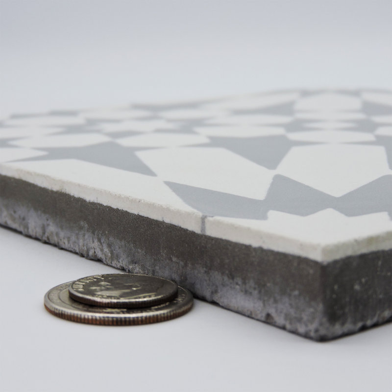 Agdal 8 in. x 8 in. Honed Tile, Gray/White