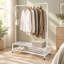 Portant à vêtements en métal avec tablette inférieure pour chambre, blanc, portant robuste