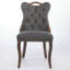 Chaise de salle à manger en velours avec garniture touffetée à la main, poignées en bois massif, clous en cuivre rétro, pieds incurvés, design élégant, ensemble de 2, gris-1800994443
