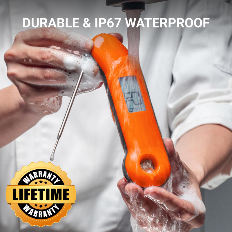 Professional Meat Thermometer Digital, Ultra-Fast 0.5 Sec Instant Read, NIST Certified ±0.5°F Accuracy, 100% Waterproof, Auto-Rotating Backlit Display, Lift-To-Wake, For BBQ/Candy