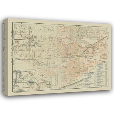 Williston Forge Baedeker Gallery Wrapped Canvas Art Titled: Karlsruhe Germany, Baedeker 1914