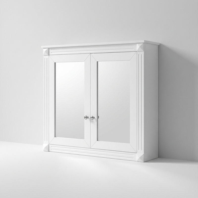 Armoire de toilette murale 36 pouces avec tablettes réglables et portes doubles pour un rangement moderne, Blanc