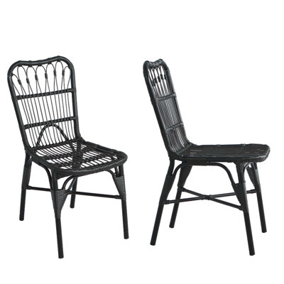 Outdoor Pe Wicker Patio Dining Chairs Set Of 2,Outdoor Rattan Chairs For Backyard, Poolside, Garden
