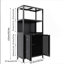 Armoire de rangement en bambou noir, armoire de salle de bain séparée avec 2 portes, armoire de plancher pour le salon, la cuisine et l'entrée