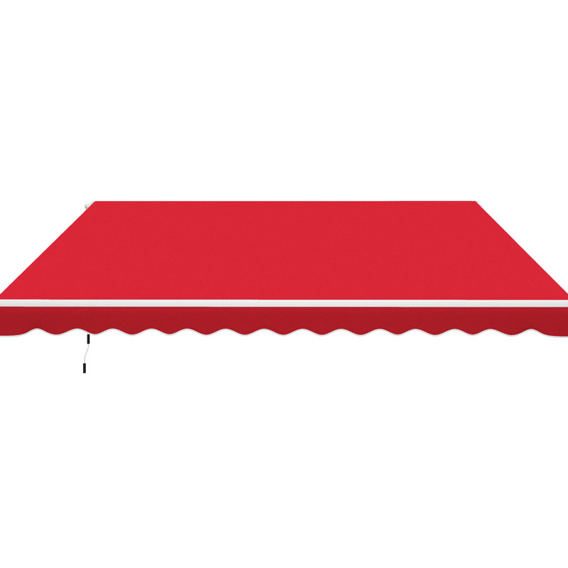 Patio Sun Shade Awning - 12' X 10', , Wine Red Canopy 10' Deck Shelter With Fabric And Aluminum Frame