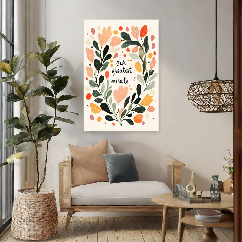 Illustration murale abstraite contemporaine représentant un paysage floral étreint., H 48 po x l 32 po