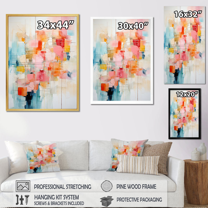 Collage Rhythms II sur impression sur toile, Encadrement doré, H 20 po x l 12 po x P 1 po