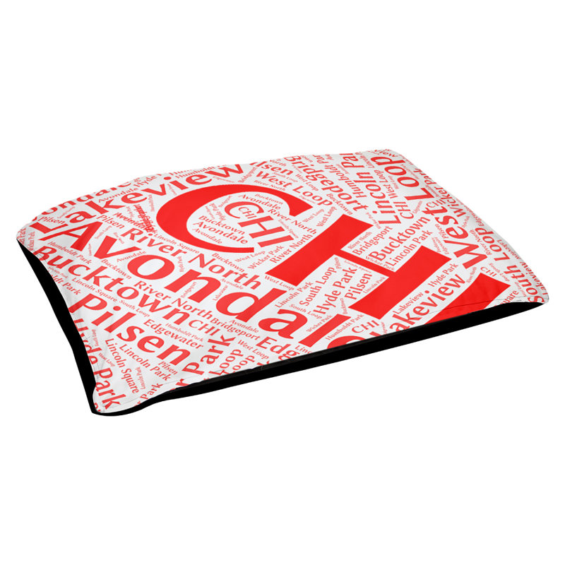 Coussin de chien « districts », Moyen (H 9,5 po x l 28 po x P 18 po), Rouge, Chicago