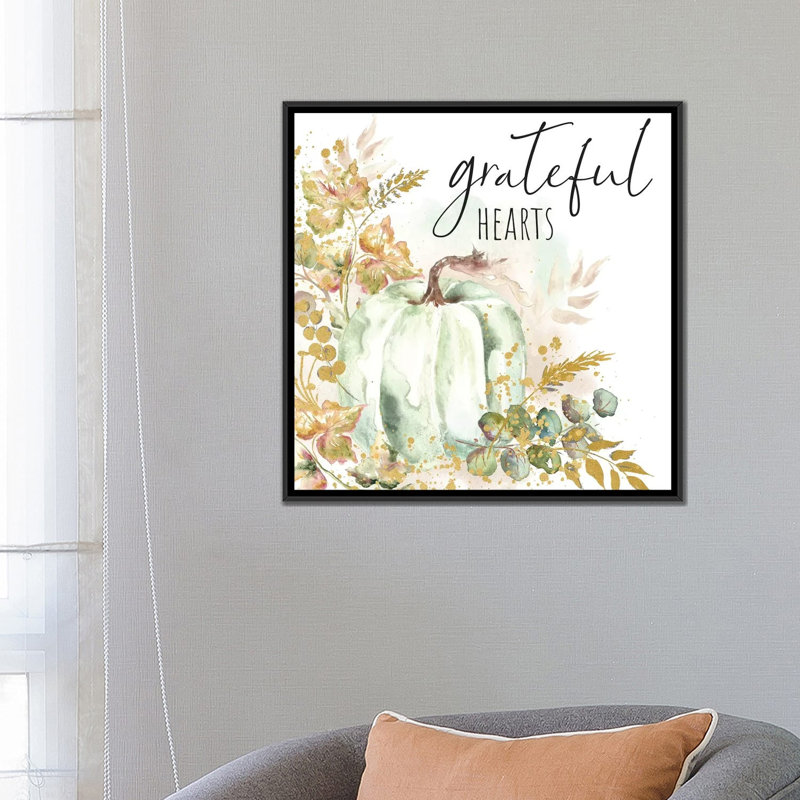 «Ghost Pumpkin Harvest Sentiment I» par Tre Sorelle Studios - impression, H 26 po x l 26 po x P 1,5 po, Toile avec cadre noir