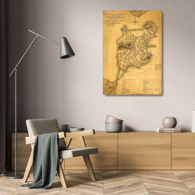 Art rétro sur toile tendue avec cartes: Plan de la ville de Boston avec retranchements anglais 1775 62863