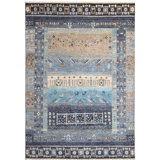 Hand Knotted Wool Area Rug in Multi