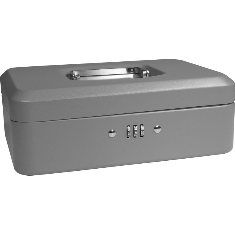 Gray Steel 10" Combination Lock Cash Box with Handle
