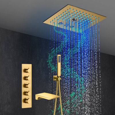 Pomme de douche thermostatique fixe avec valve brute