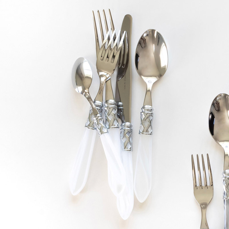 VIETRI Aladdin Stainless Steel Flatware Set, White
