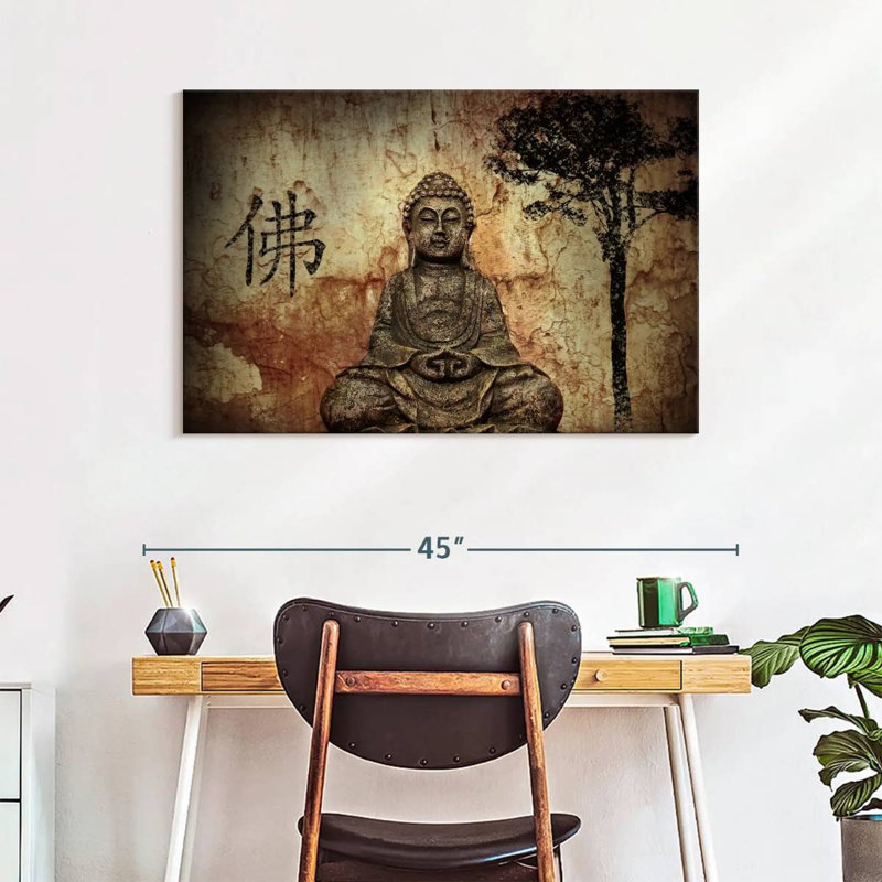 Bouddha croyant, reproduction sur toile, L 26 po x H 39 po