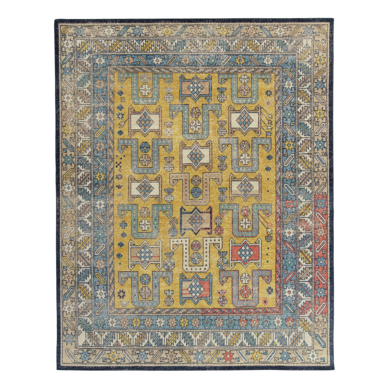Distressed Homage Handmade Kilim Wool Geometric Area Rug, Rectangle 5' x 8'
