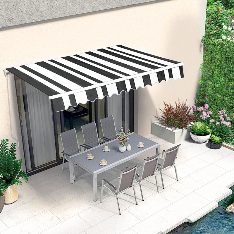 Oktaha Manual Retractable Patio Door Window Awning Sunshade Shelter Outdoor Canopy