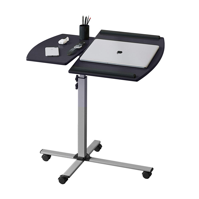 Adjustable Height 29" Rolling Laptop Cart, Black Graphite