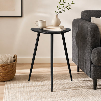 Xander Black Triangular Solid Wood End Table