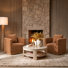 Fauteuil demi-tonneau pivotant moderne en bois massif avec coussin de dossier l 32,75 po Berklie