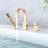 Waterfall Bathtub Spout With . 3 Filler, 59" Shower Hose, Single Lever Control, Brushed Gold, Stainless Steel Tub Filler Hand And Hose. Deck Mount, Steel, Ceramic Cartridge For Practicality-121627140
