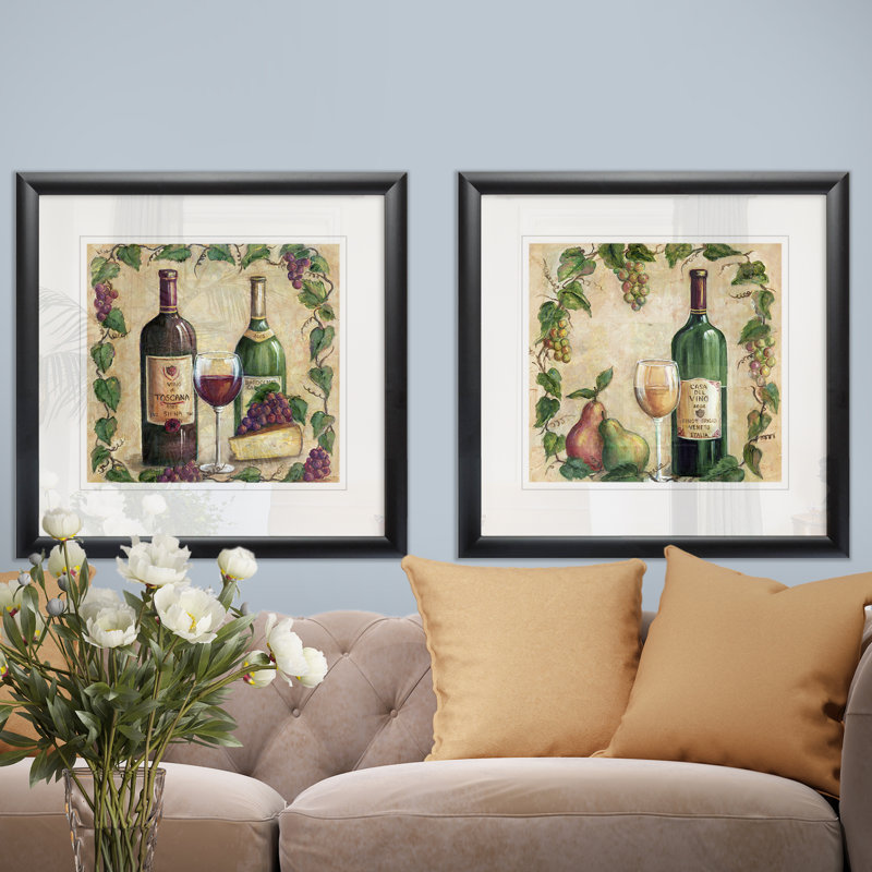 Vino Di Toscana - ensemble de 2 reproductions de cadres photo, Cadre noir