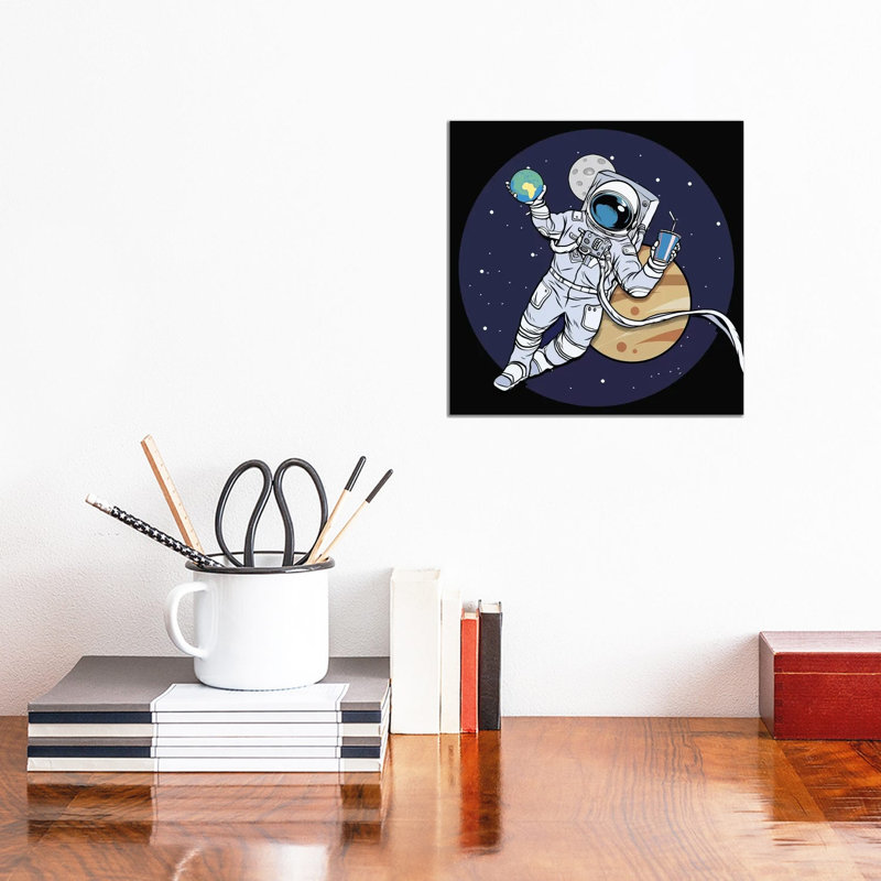 Astronaut And Juice by Art Mirano - Wrapped Canvas Print, 30.48cm H x 30.48cm W x 1.91cm D