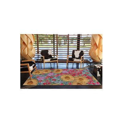 Tapis tissé multicolore à motif floral lavable à la machine