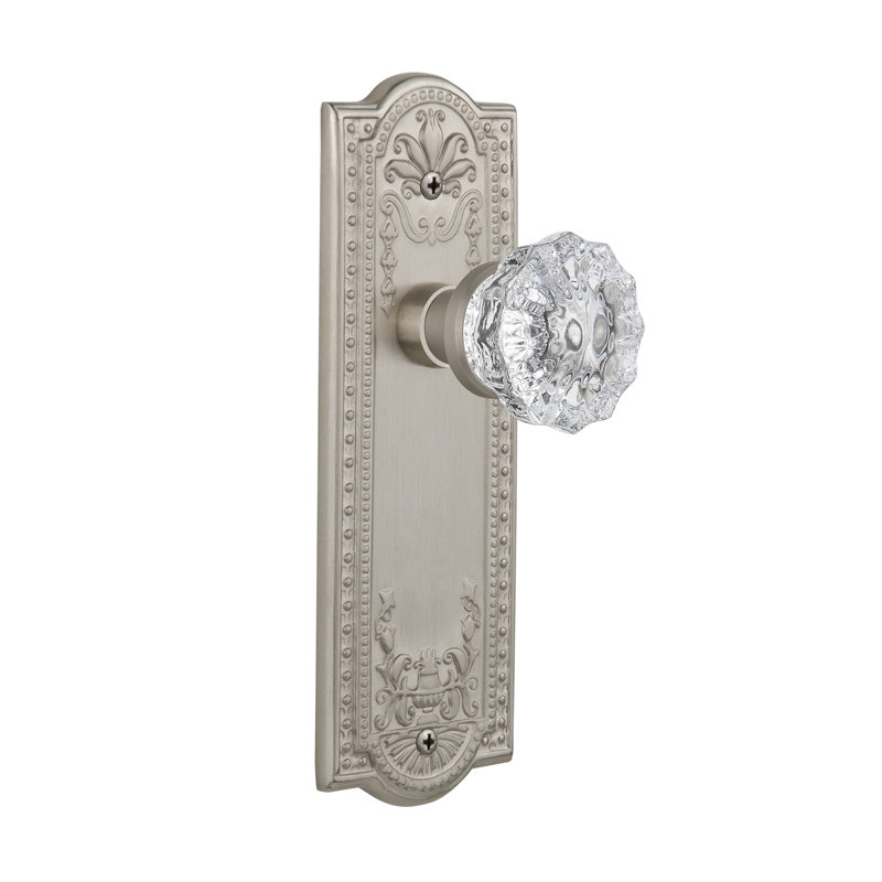 Meadows Plate with Crystal Door Knob, 2.375", Satin Nickel
